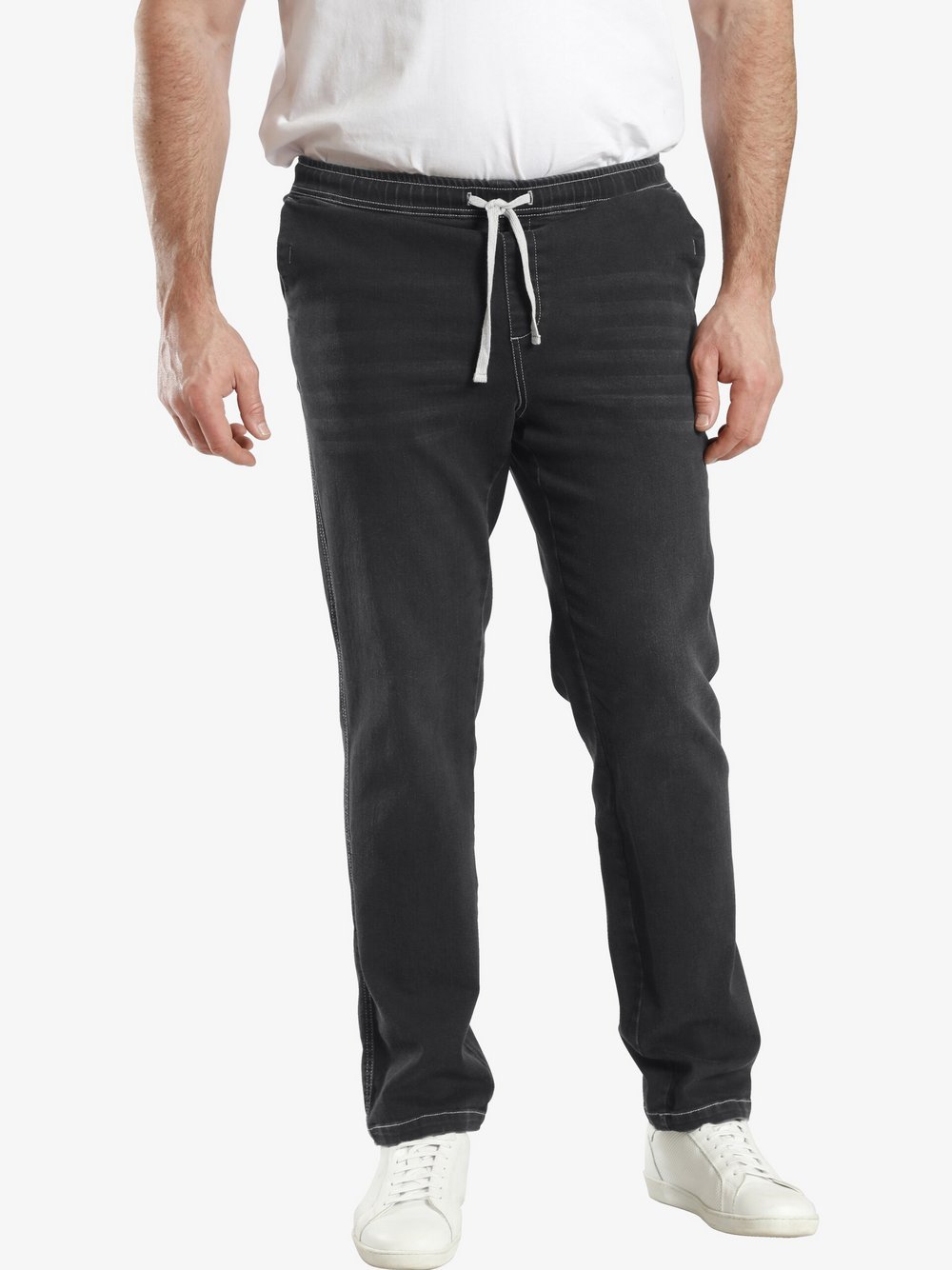 Charles Colby Schlupfjeans Herren Baumwolle schwarz, 42-34