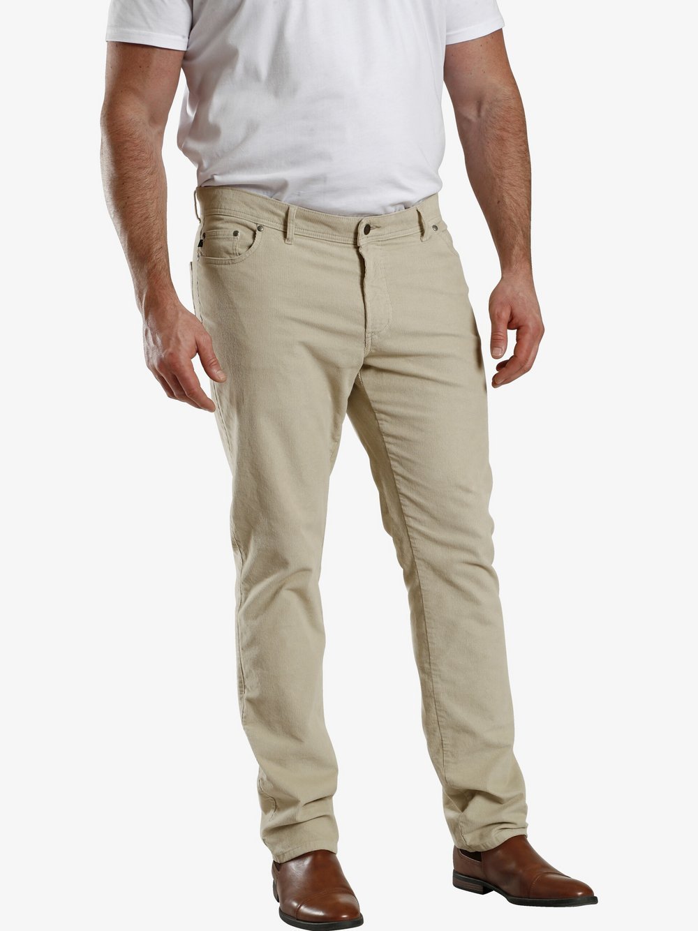 Charles Colby Cordhose Herren Baumwolle beige, 56-32