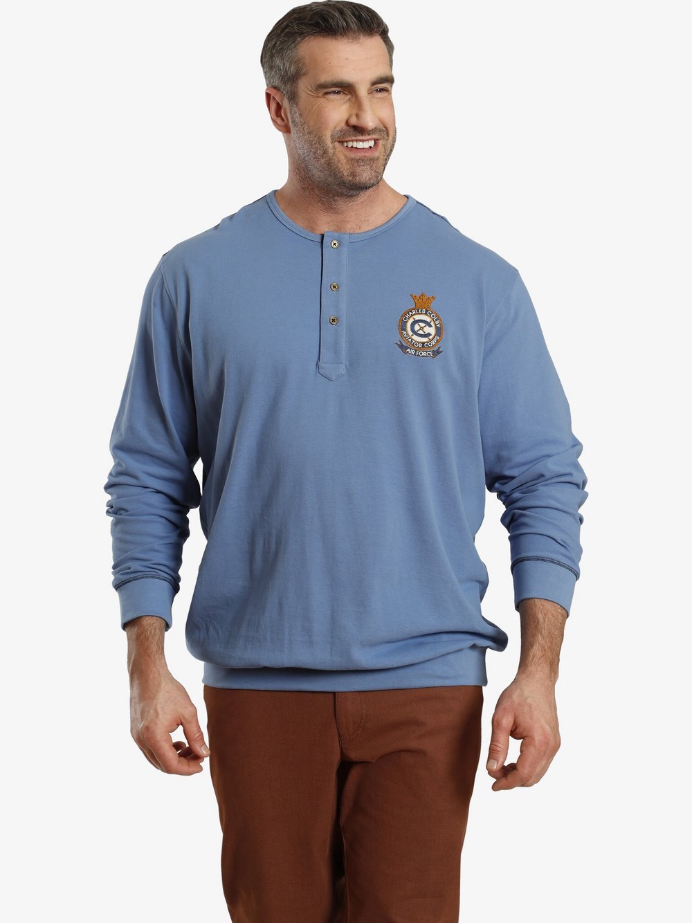 Charles Colby Sweatshirt Herren Baumwolle blau, XXXXL