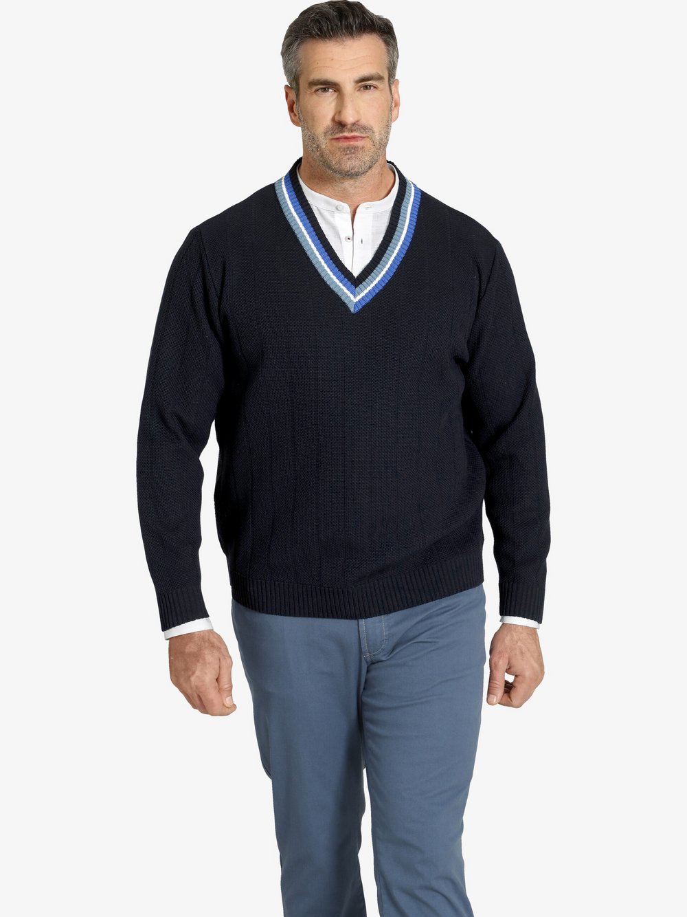 Charles Colby Pullover Herren Baumwolle blau, L