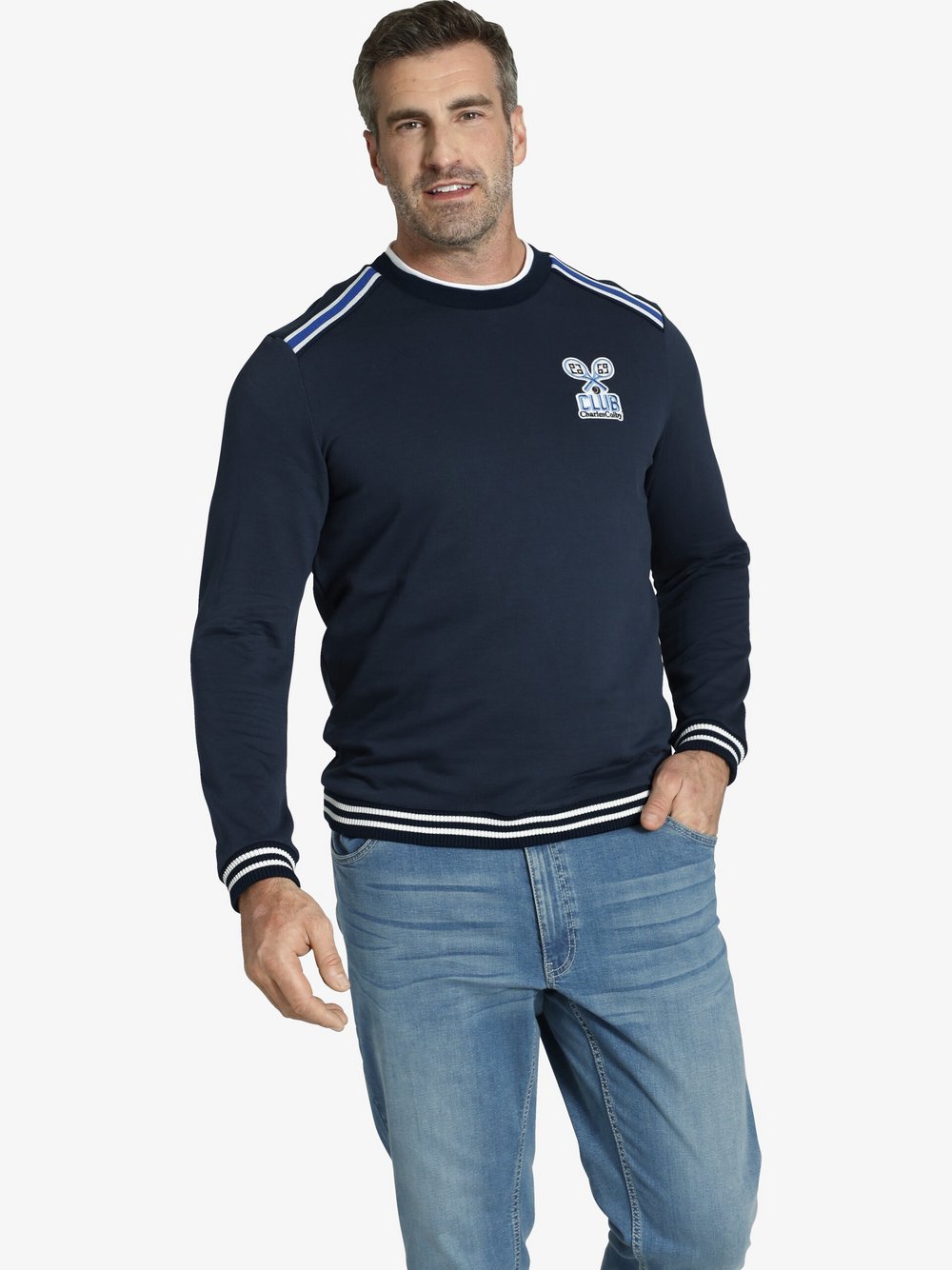 Charles Colby Sweatshirt Herren Baumwolle blau, L