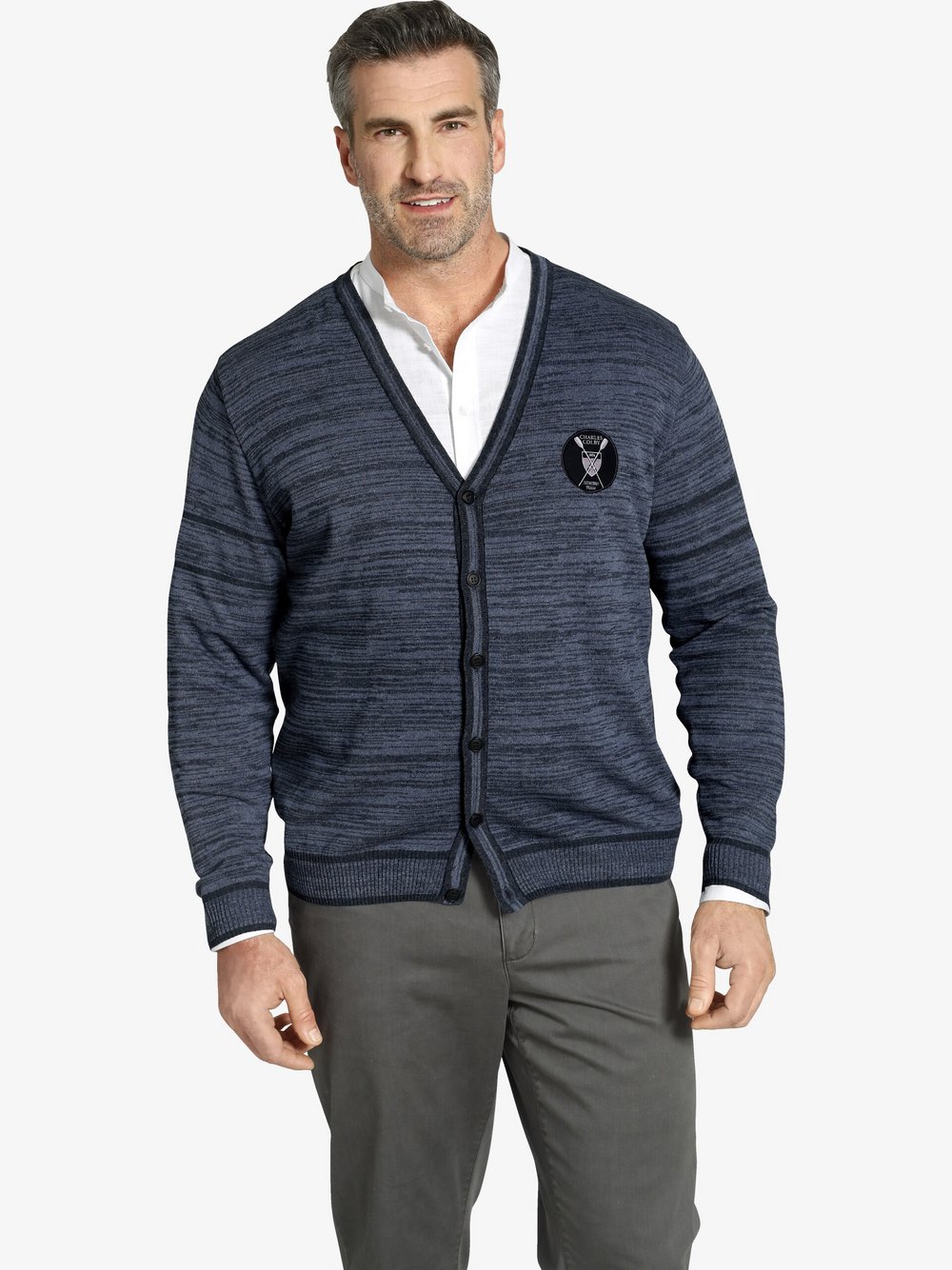 Charles Colby Strickjacke Herren Baumwolle blau, XXXL