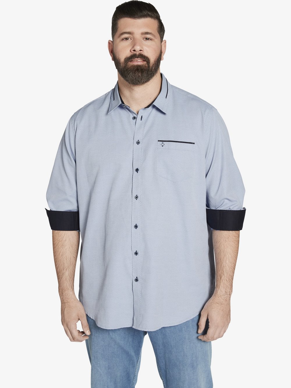 Charles Colby Hemd Herren Comfort Fit Baumwolle blau, L