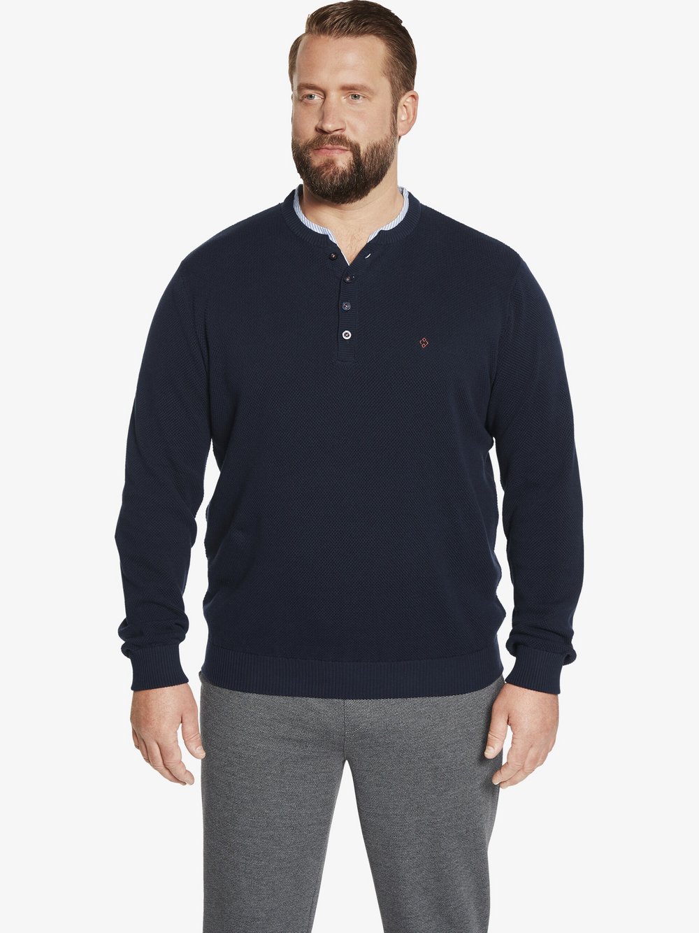 Charles Colby Pullover Herren Baumwolle blau, XXL