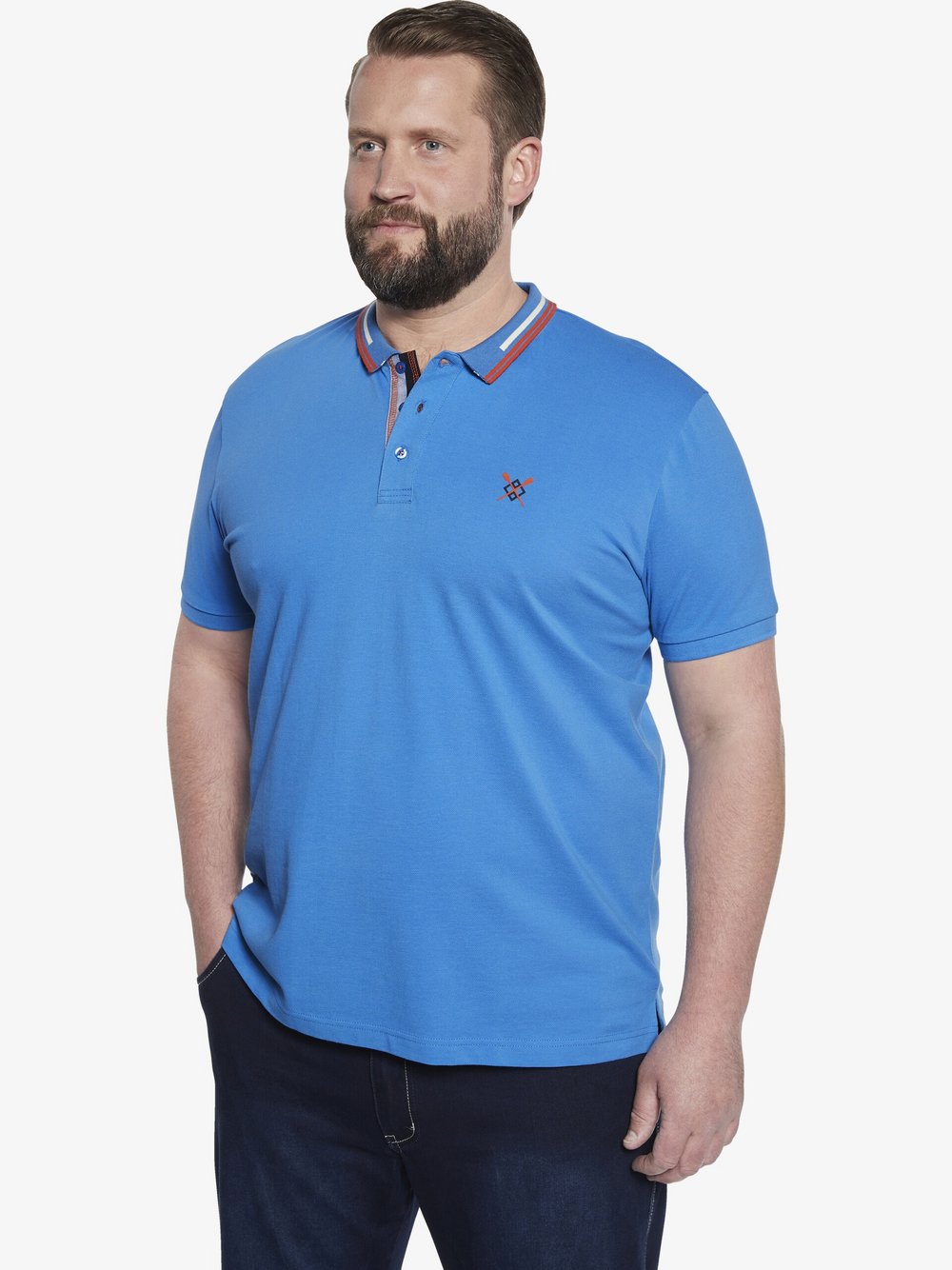 Charles Colby Poloshirt Herren Baumwolle blau, L