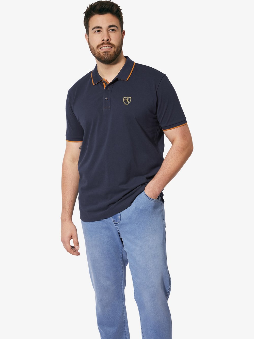 Charles Colby Poloshirt Herren Baumwolle blau, L