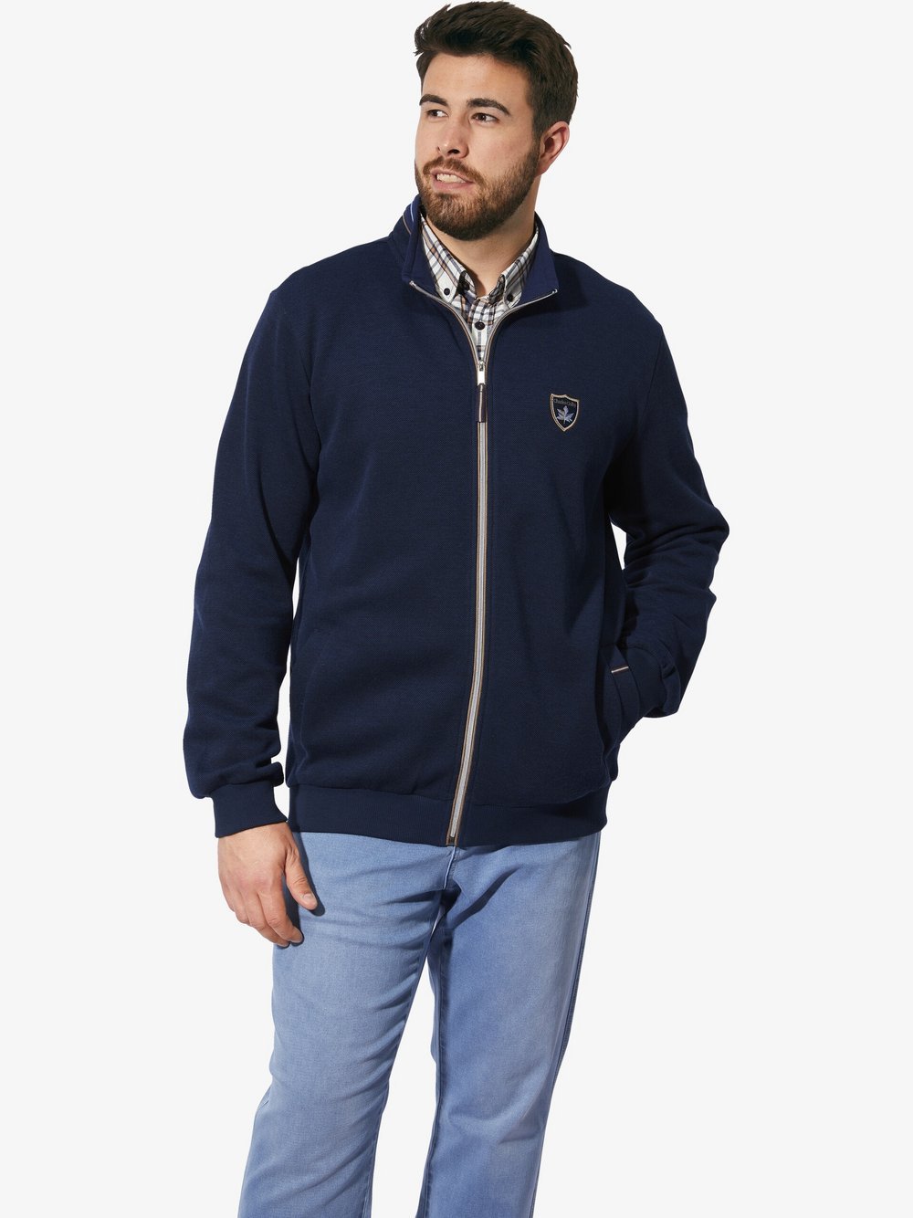 Charles Colby Sweatjacke Herren Baumwolle blau, L