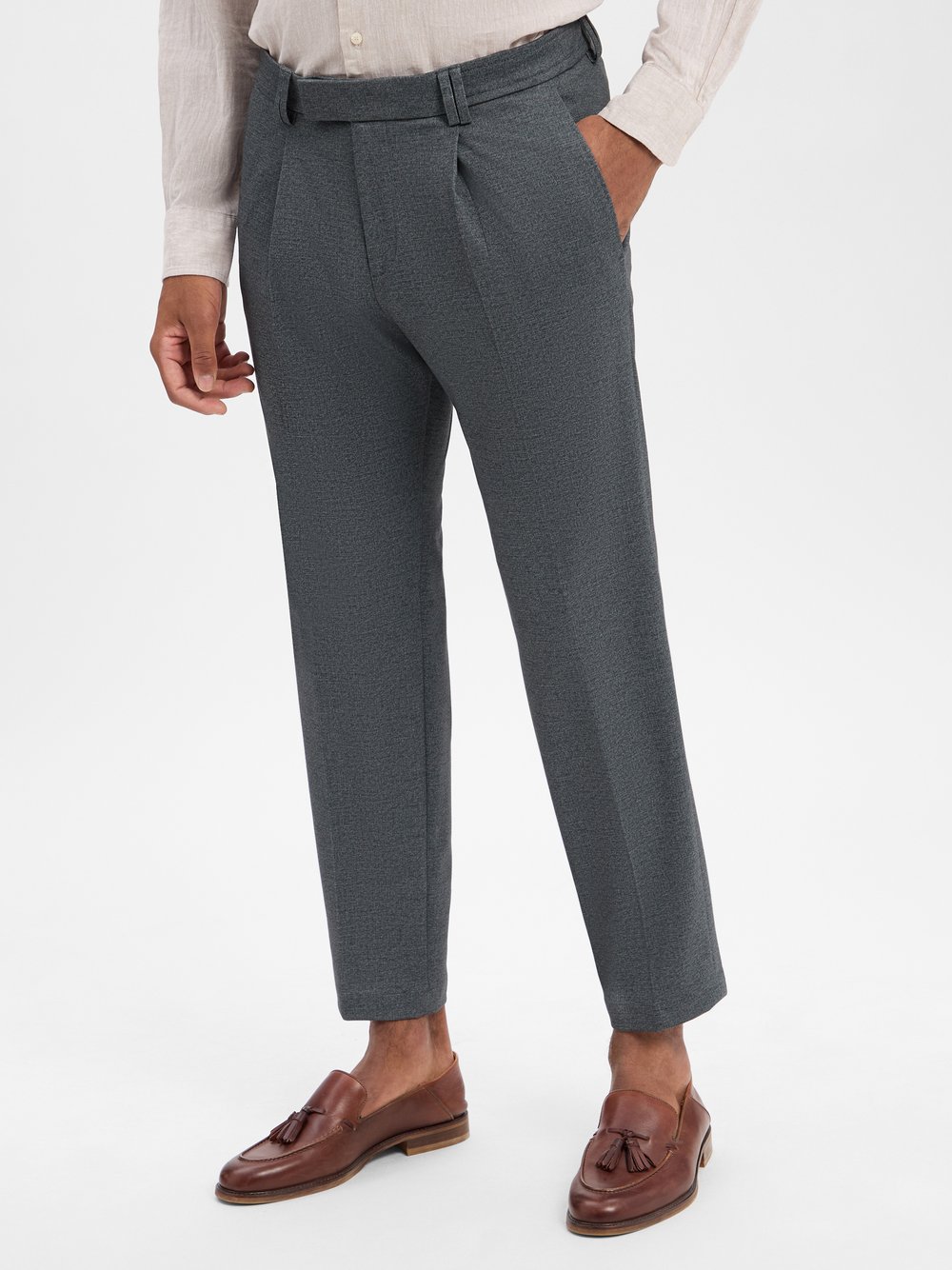 Cinque Bundfaltenhose Herren Regular Fit grün meliert, 48