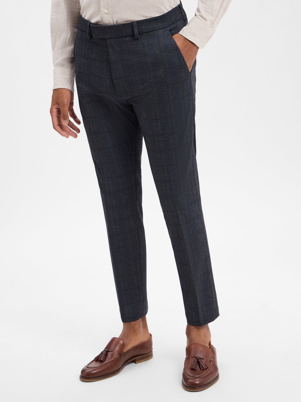 Cinque Anzughose Herren Regular Fit blau kariert, 94