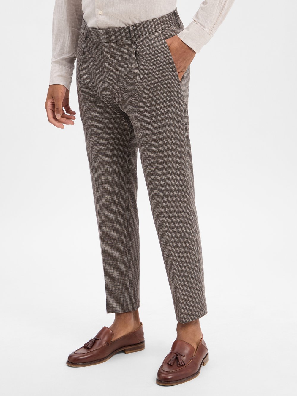 Cinque Baukasten-Hose Herren Slim Fit braun kariert, 48