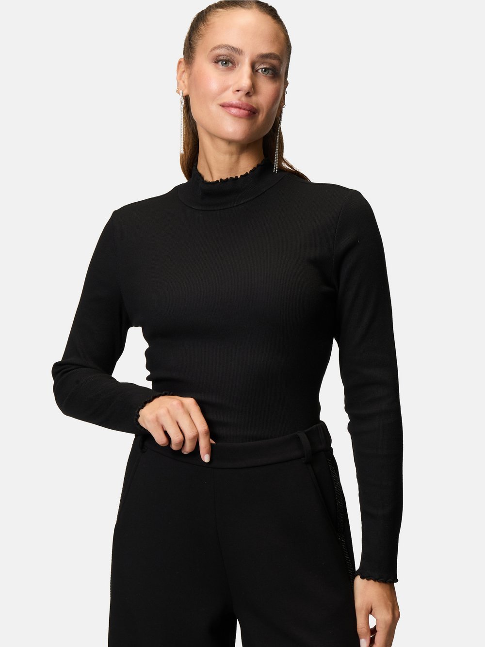 zero Langarmshirt Damen Baumwolle schwarz, 42