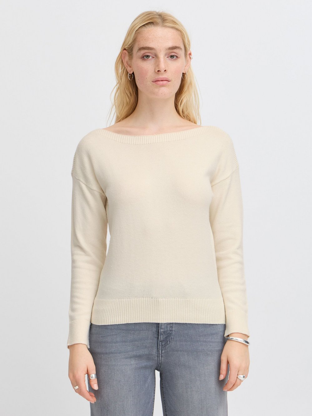 Ichi Langarmshirt Damen beige, XS