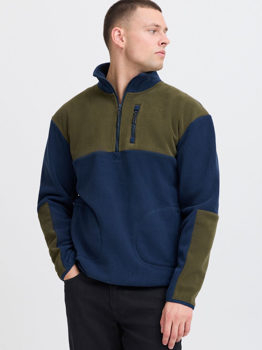 BLEND Fleecejacke Herren blau gemustert, XXL