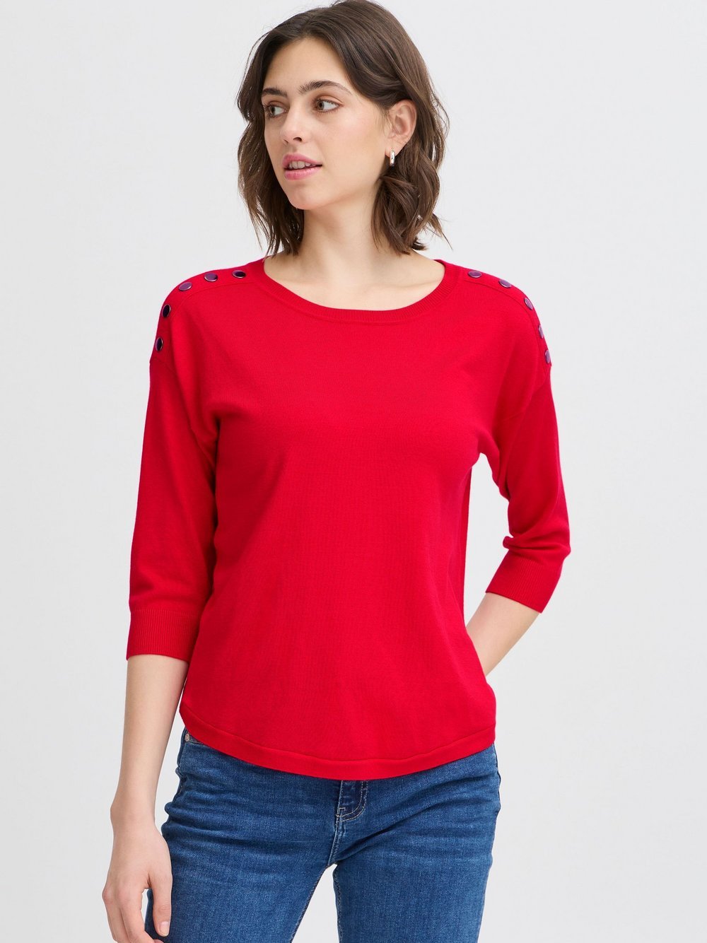 fransa Langarmshirt Damen Viskose rot, L