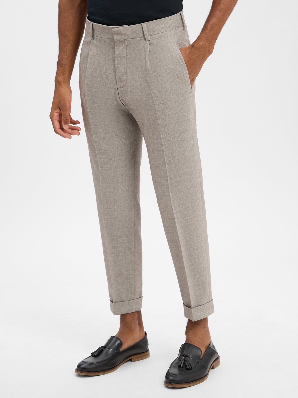Strellson Baukasten-Hose Herren Comfort Fit beige strukturiert, 102