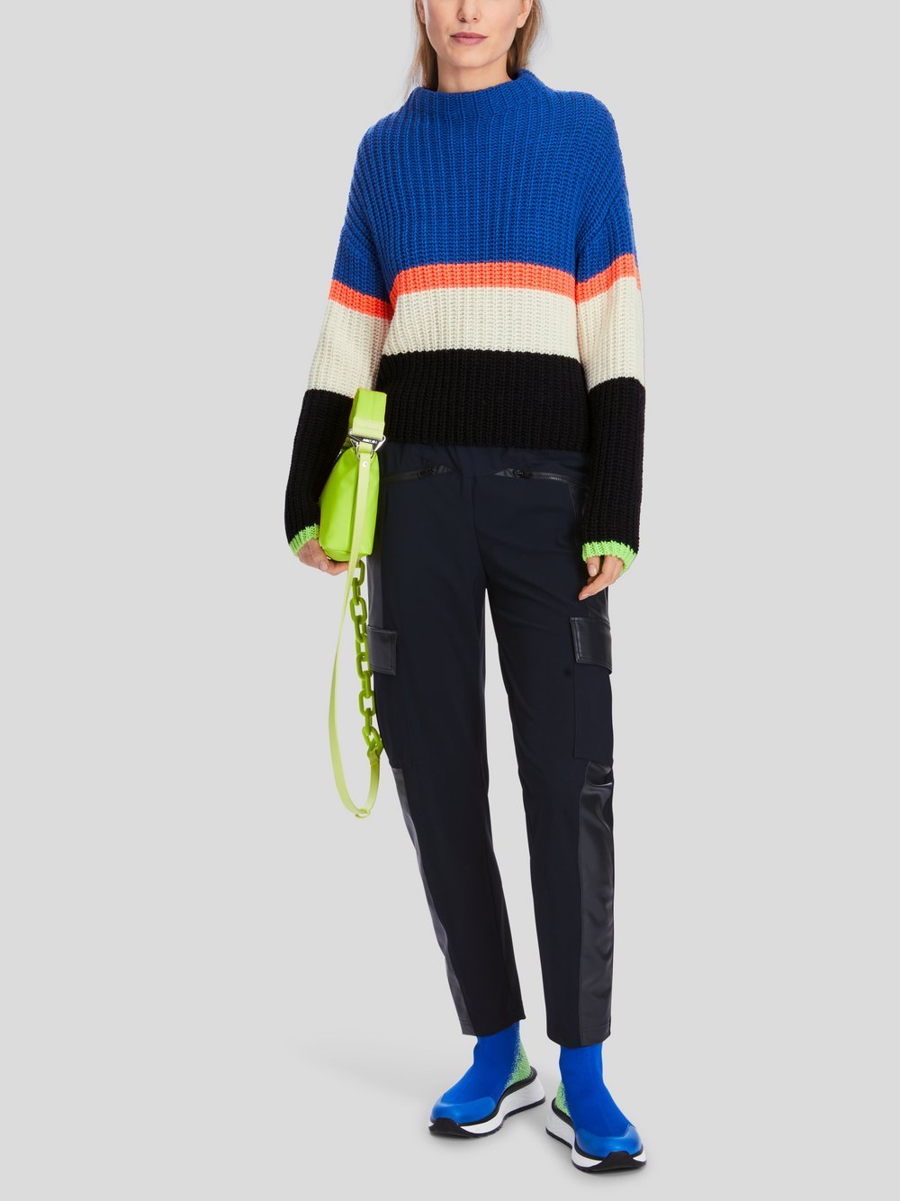 Marc Cain Pullover Damen Wolle blau gestreift, 40