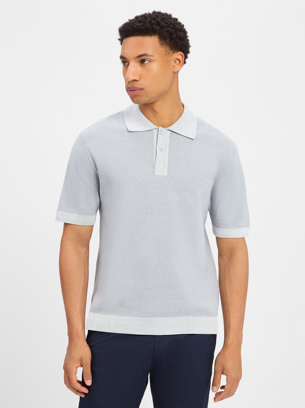 Drykorn Poloshirt Herren Baumwolle blau meliert, XL