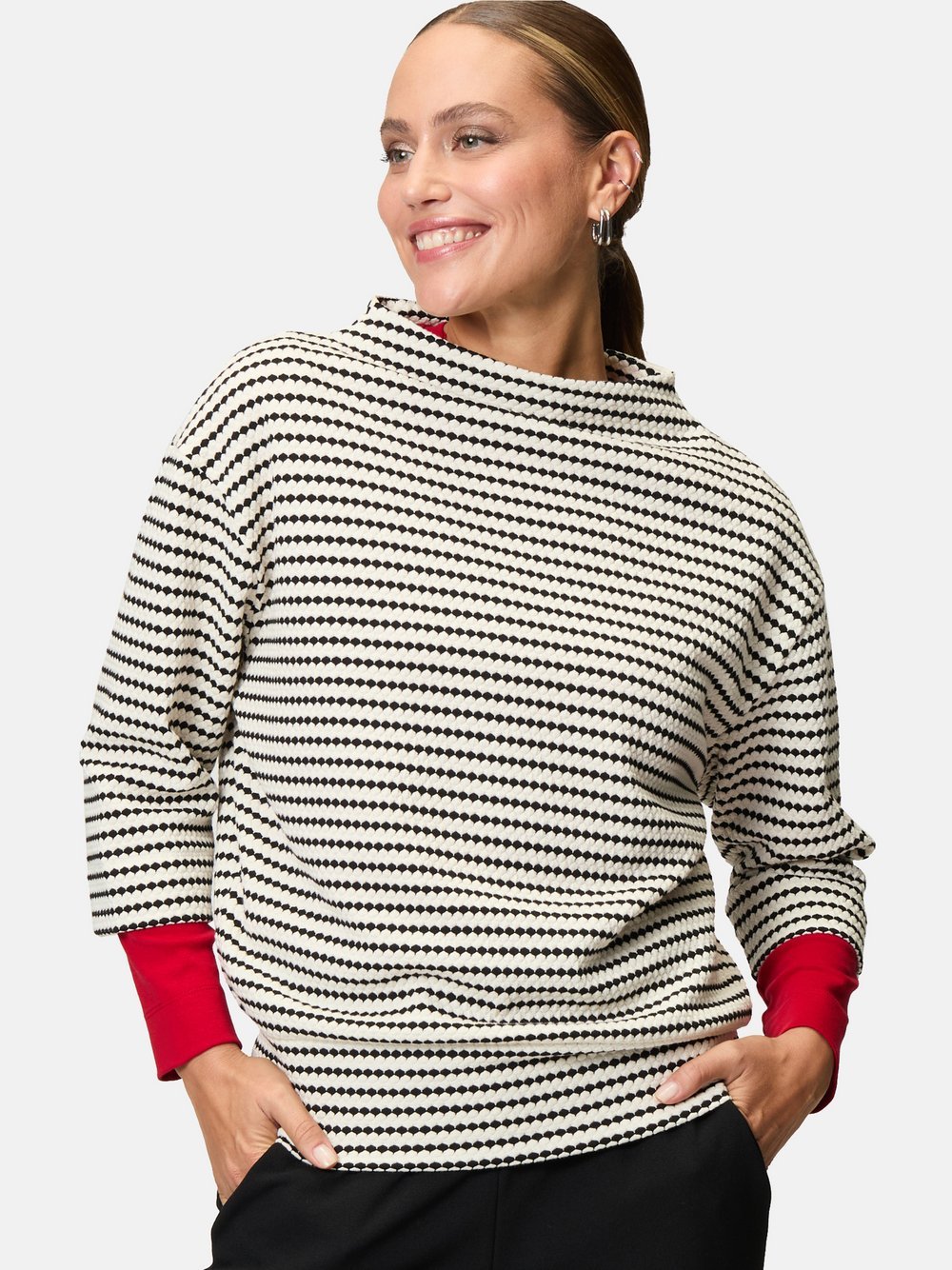 zero Sweatshirt Damen Baumwolle weiß gestreift, 42