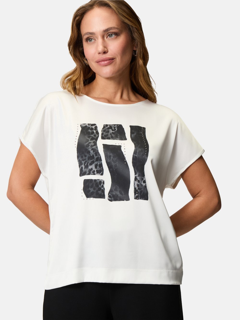 zero Satinshirt Damen weiß bedruckt, 38