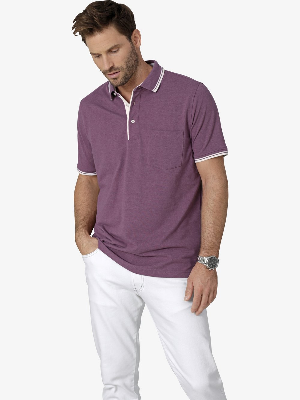 BABISTA Poloshirt Herren Baumwolle lila gemustert, 54