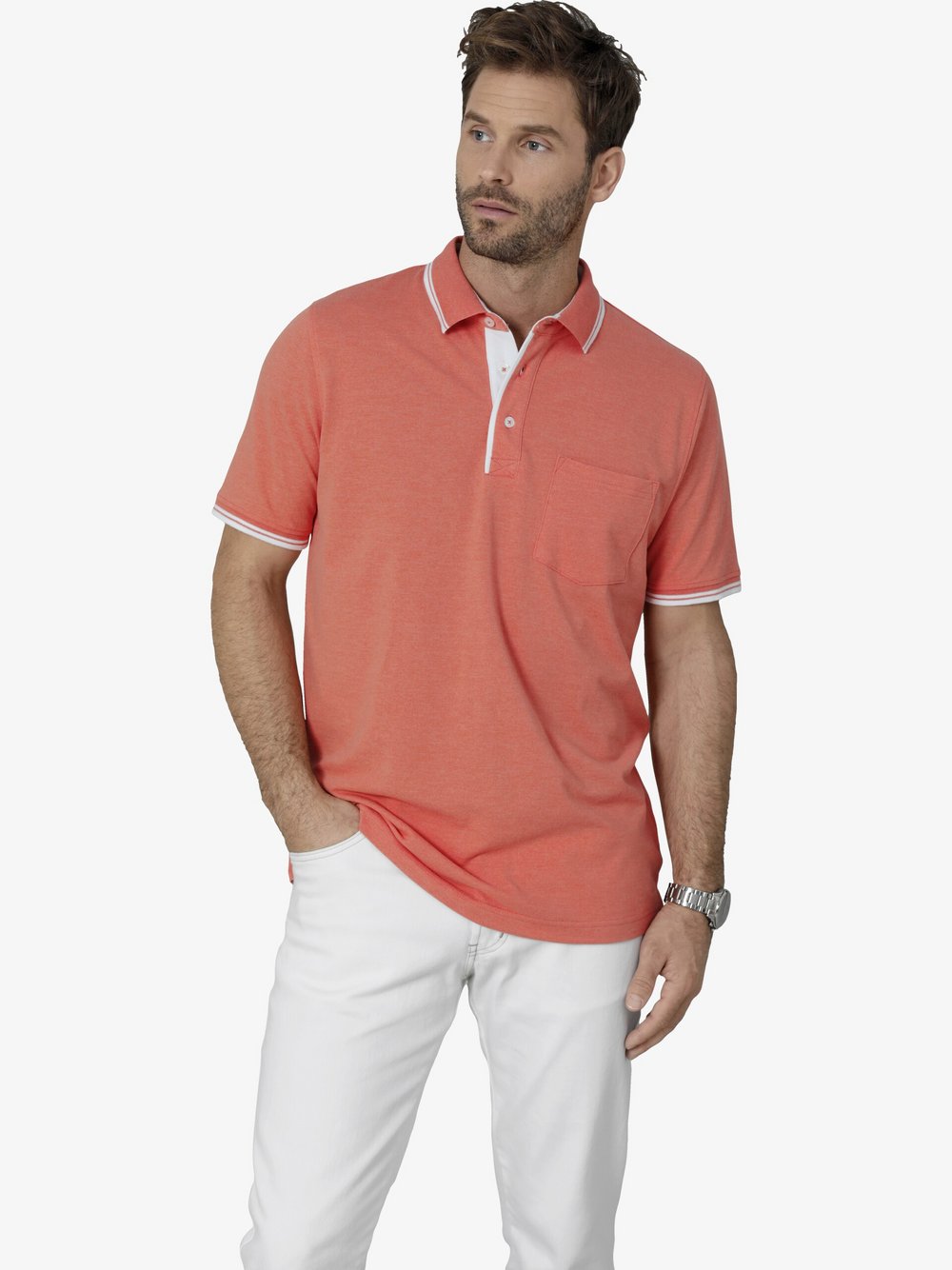 BABISTA Poloshirt Herren Baumwolle orange gemustert, 48