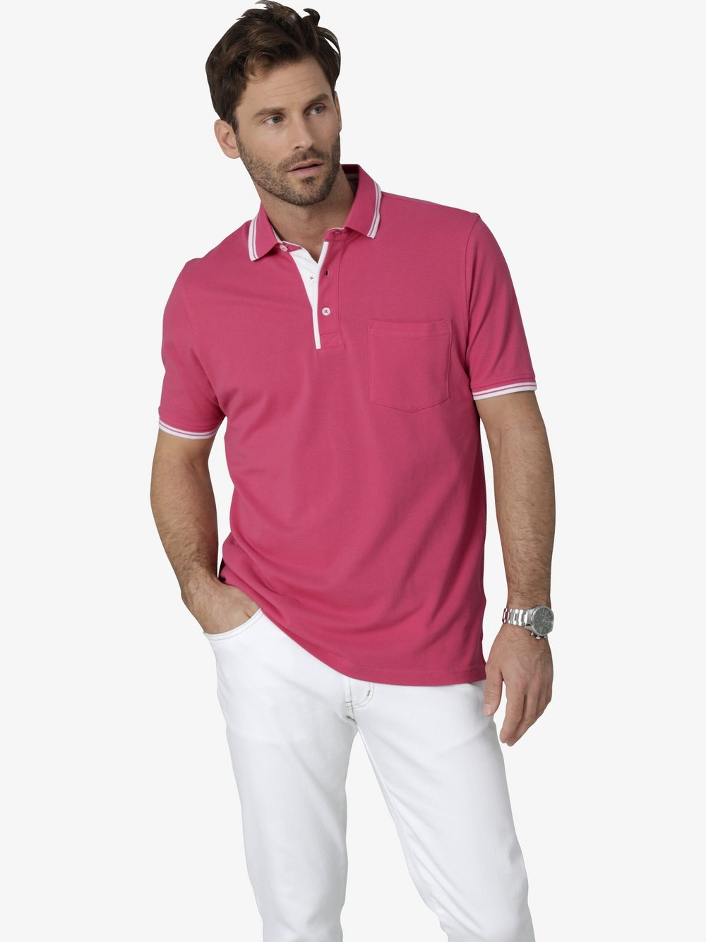 BABISTA Poloshirt Herren Baumwolle pink gemustert, 48