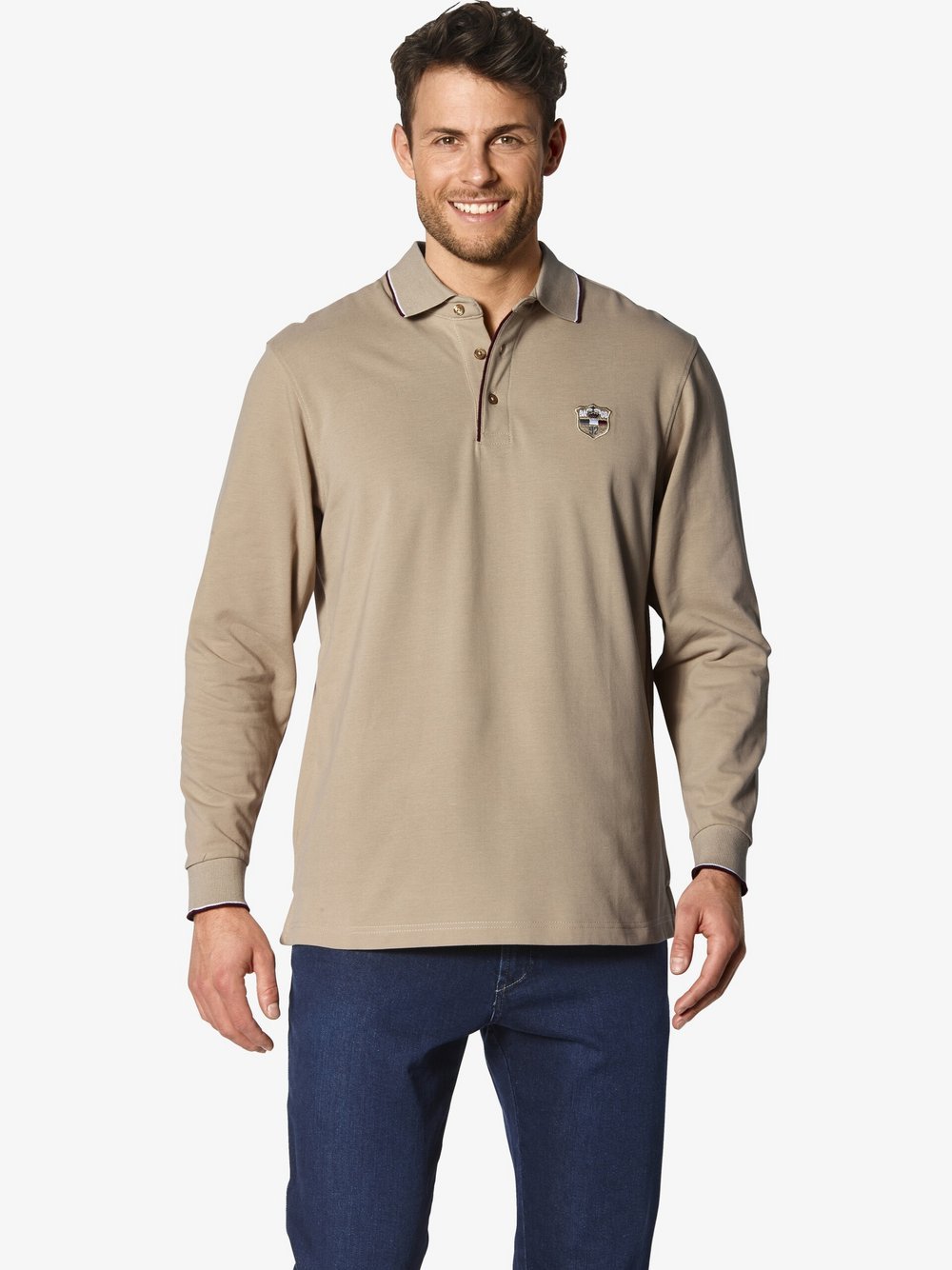 BABISTA Langarm-Poloshirt Herren Baumwolle beige, 48