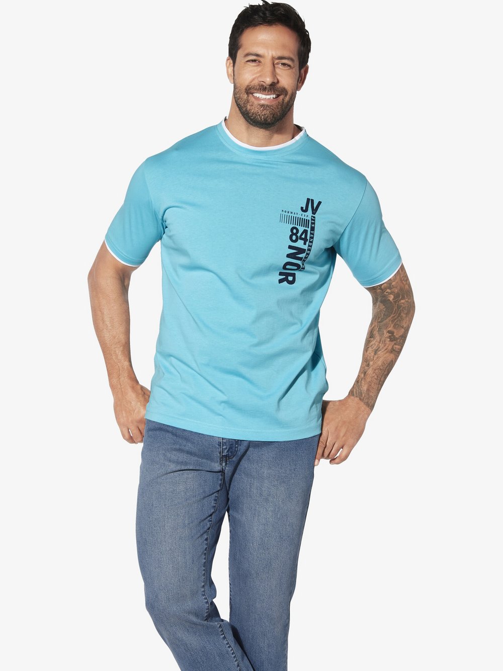 Jan Vanderstorm T-Shirt Herren Baumwolle mehrfarbig bedruckt, XXXL