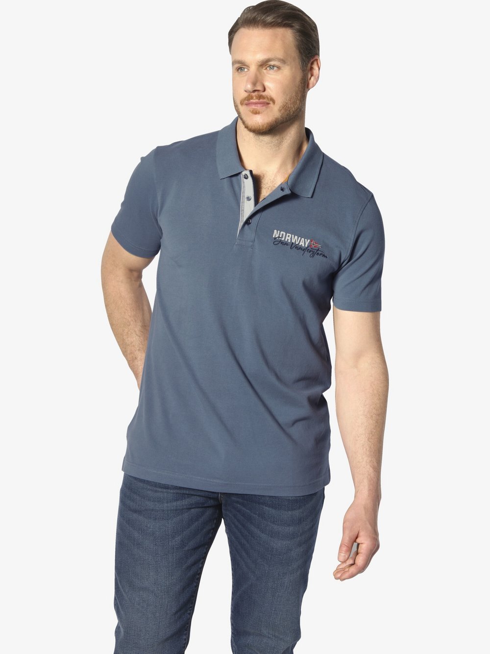 Jan Vanderstorm Poloshirt Herren Baumwolle blau, 6XL