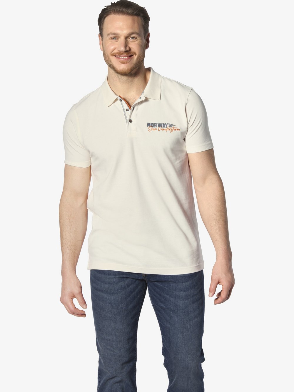 Jan Vanderstorm Poloshirt Herren Baumwolle weiß, L