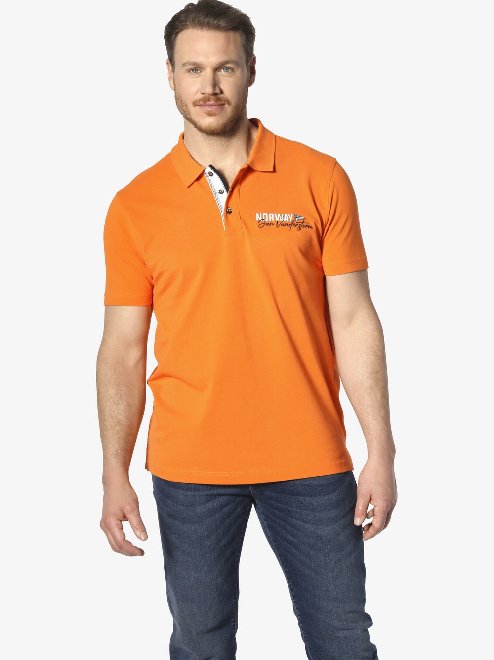 Jan Vanderstorm Poloshirt Herren Baumwolle orange, 7XL