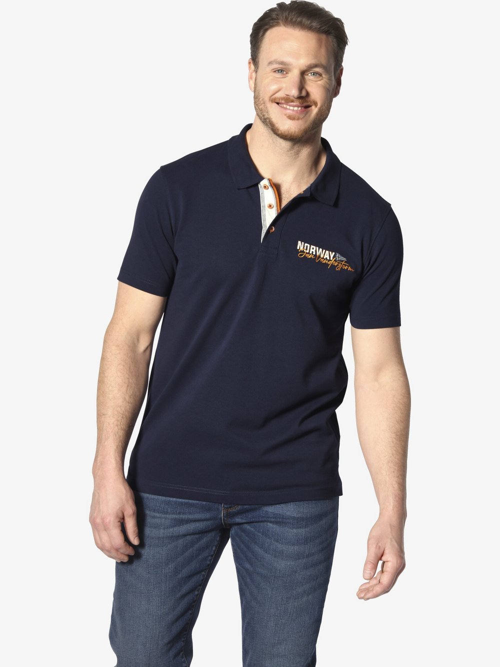 Jan Vanderstorm Poloshirt Herren Baumwolle blau, XXL