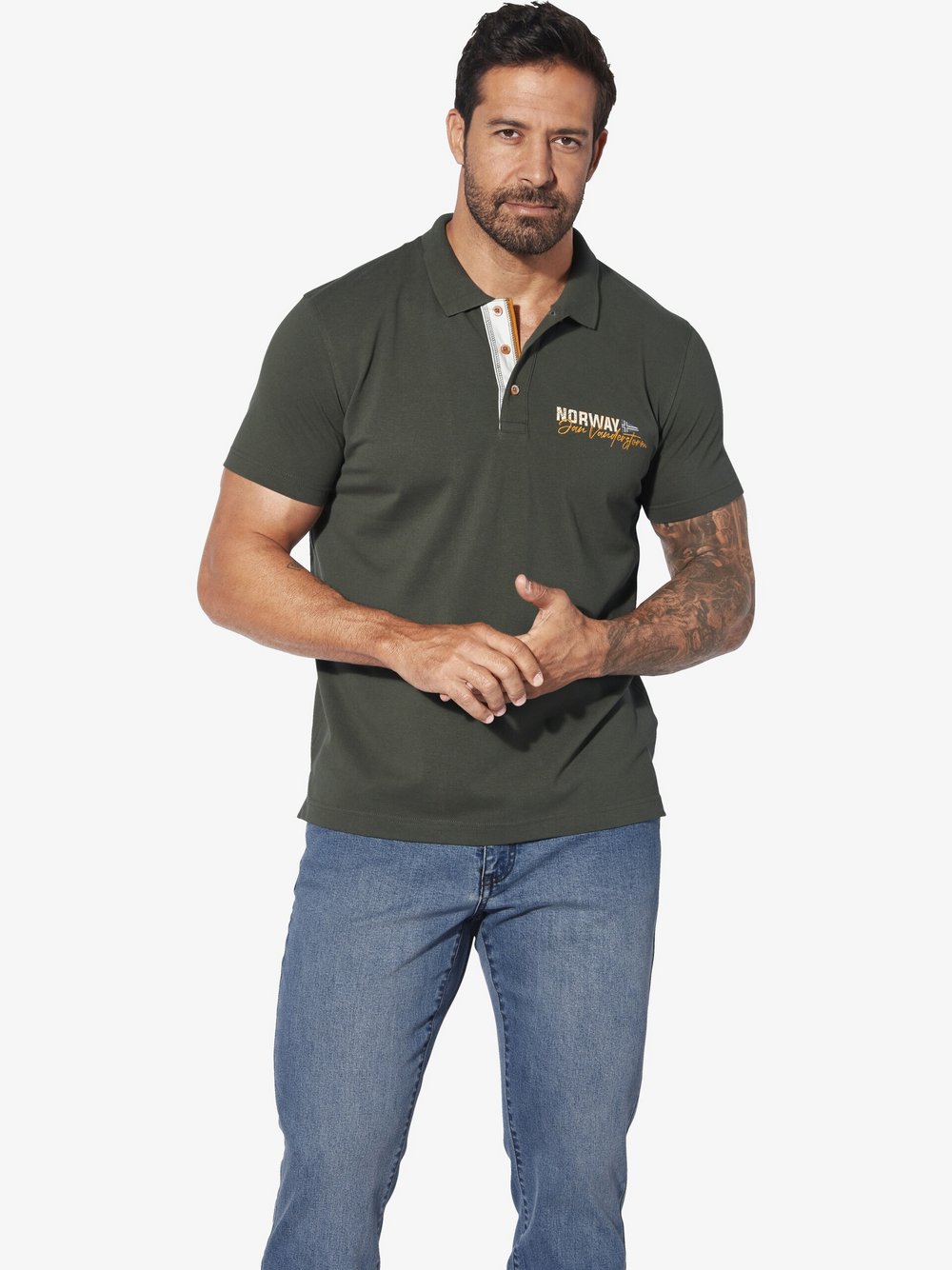 Jan Vanderstorm Poloshirt Herren Baumwolle grün, XL