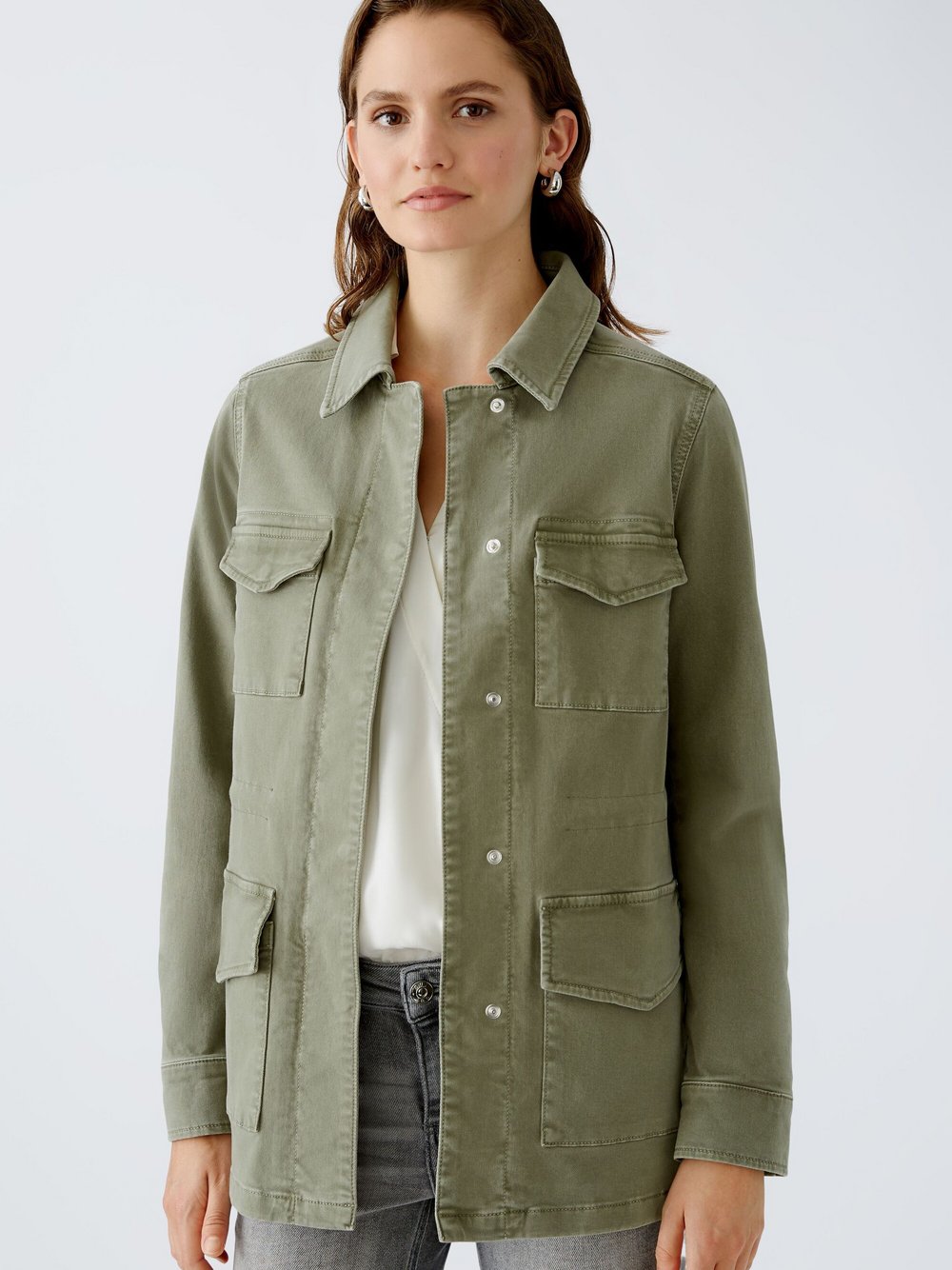 Oui Fieldjacket Damen Baumwolle grün, 38