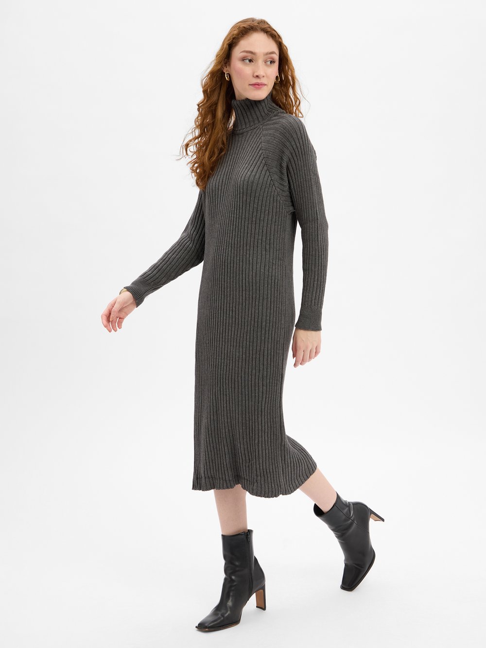 Y.A.S Strickkleid Damen grau strukturiert, S