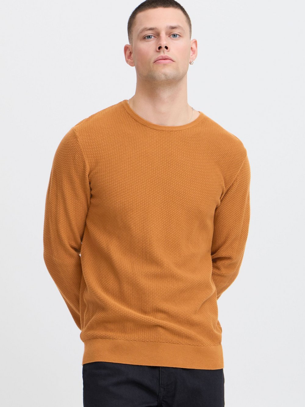 BLEND Strickpullover Herren Baumwolle braun, L