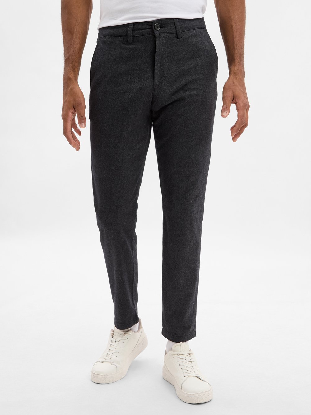Selected Chino Herren Baumwolle grau meliert, 30-30