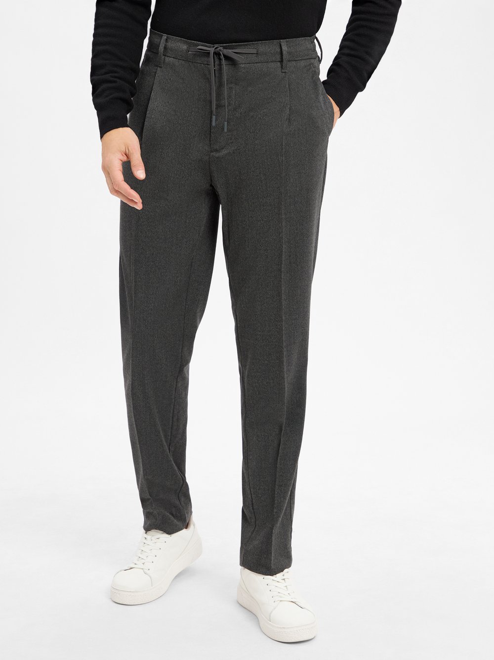 Selected Bundfaltenhose Herren grau meliert, S