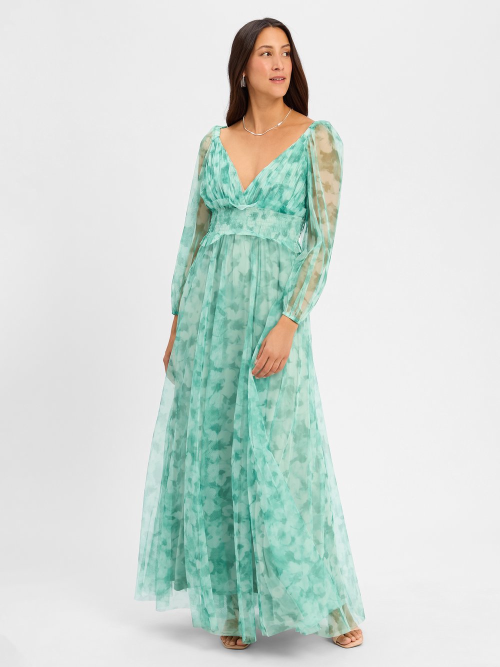 Marie Lund Abendkleid Damen grün gemustert, 38