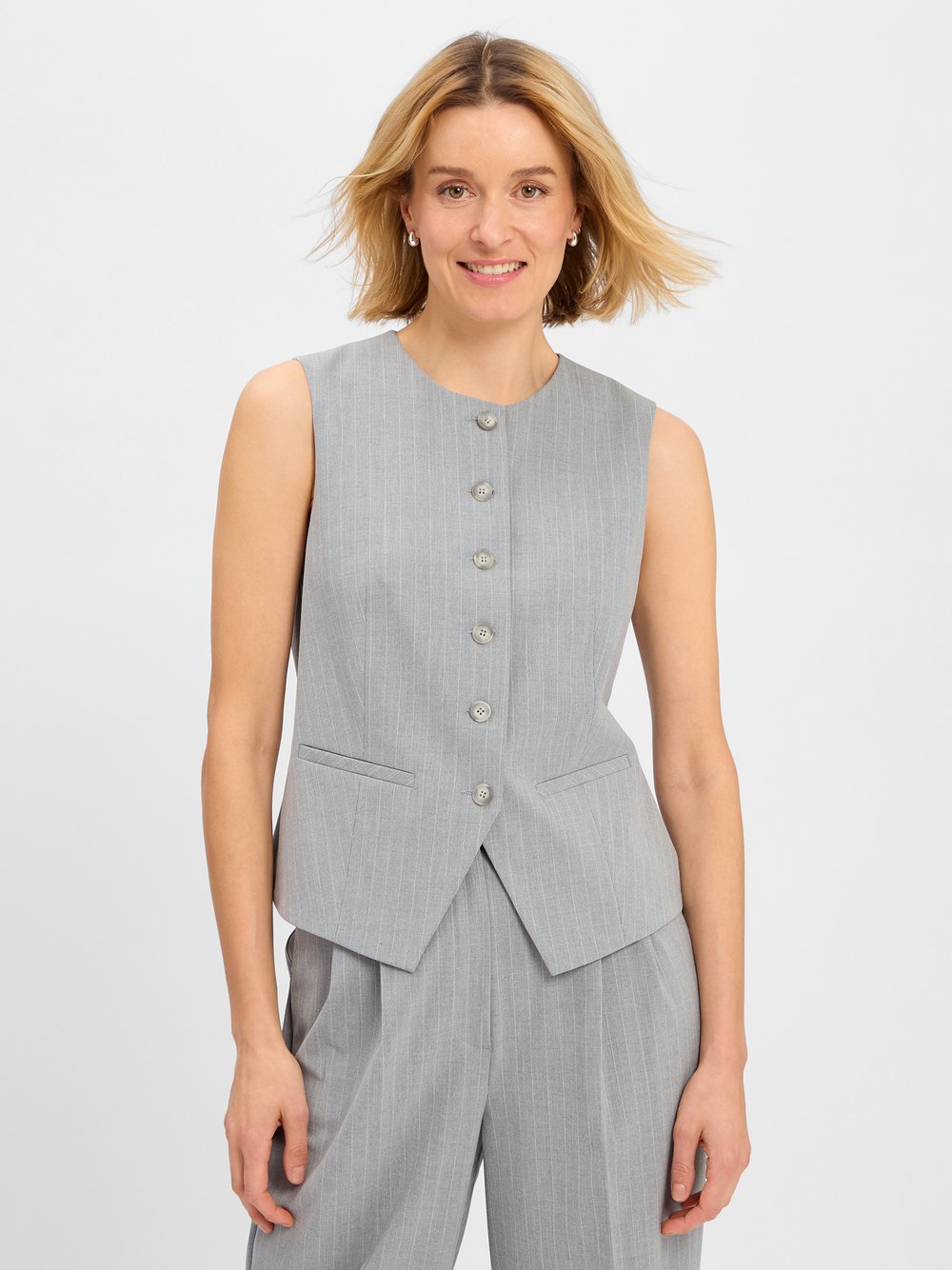 Marie Lund Baukasten-Weste Damen grau gestreift, 44