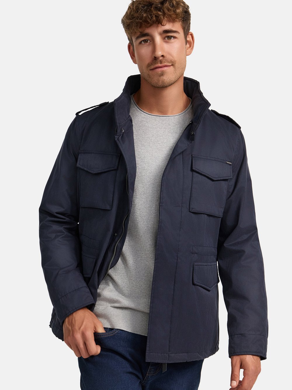 Indicode Übergangsjacke Herren Canvas blau, S