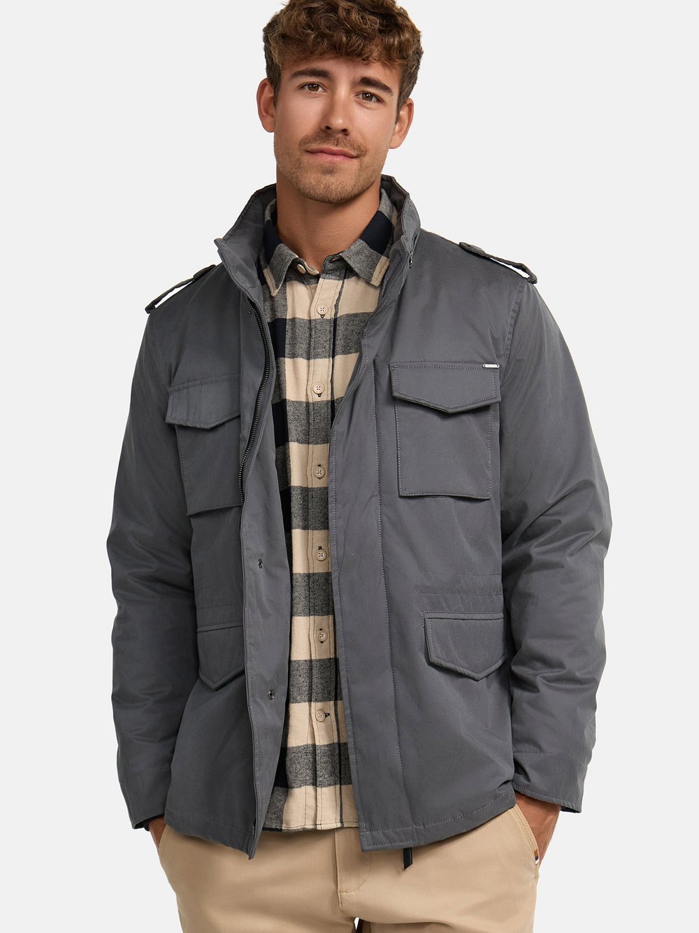 Indicode Übergangsjacke Herren Canvas grau, M