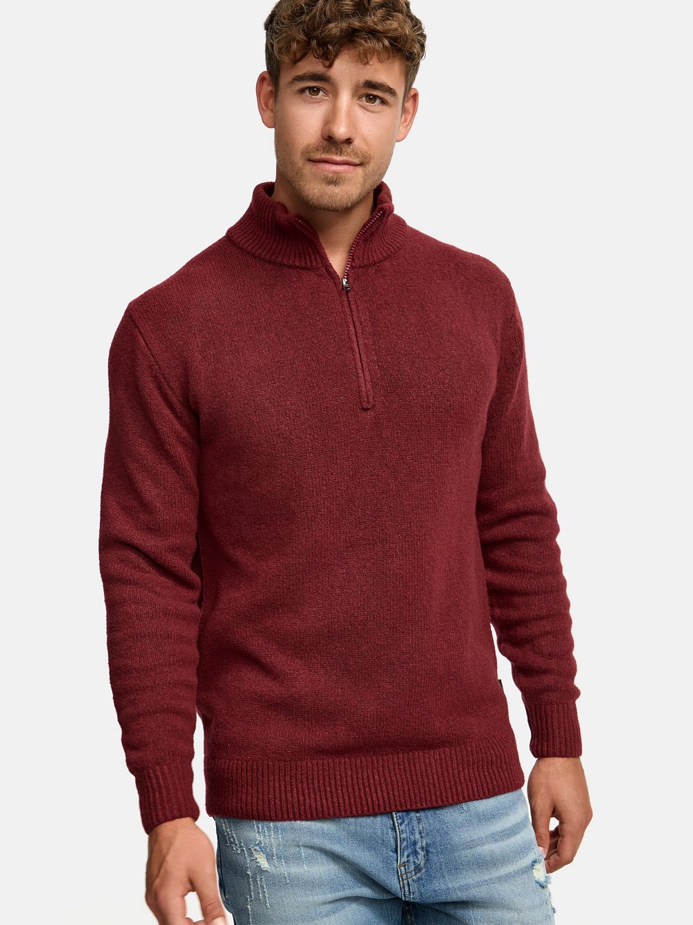 Indicode Strickpullover Herren Grobstrick rot, L