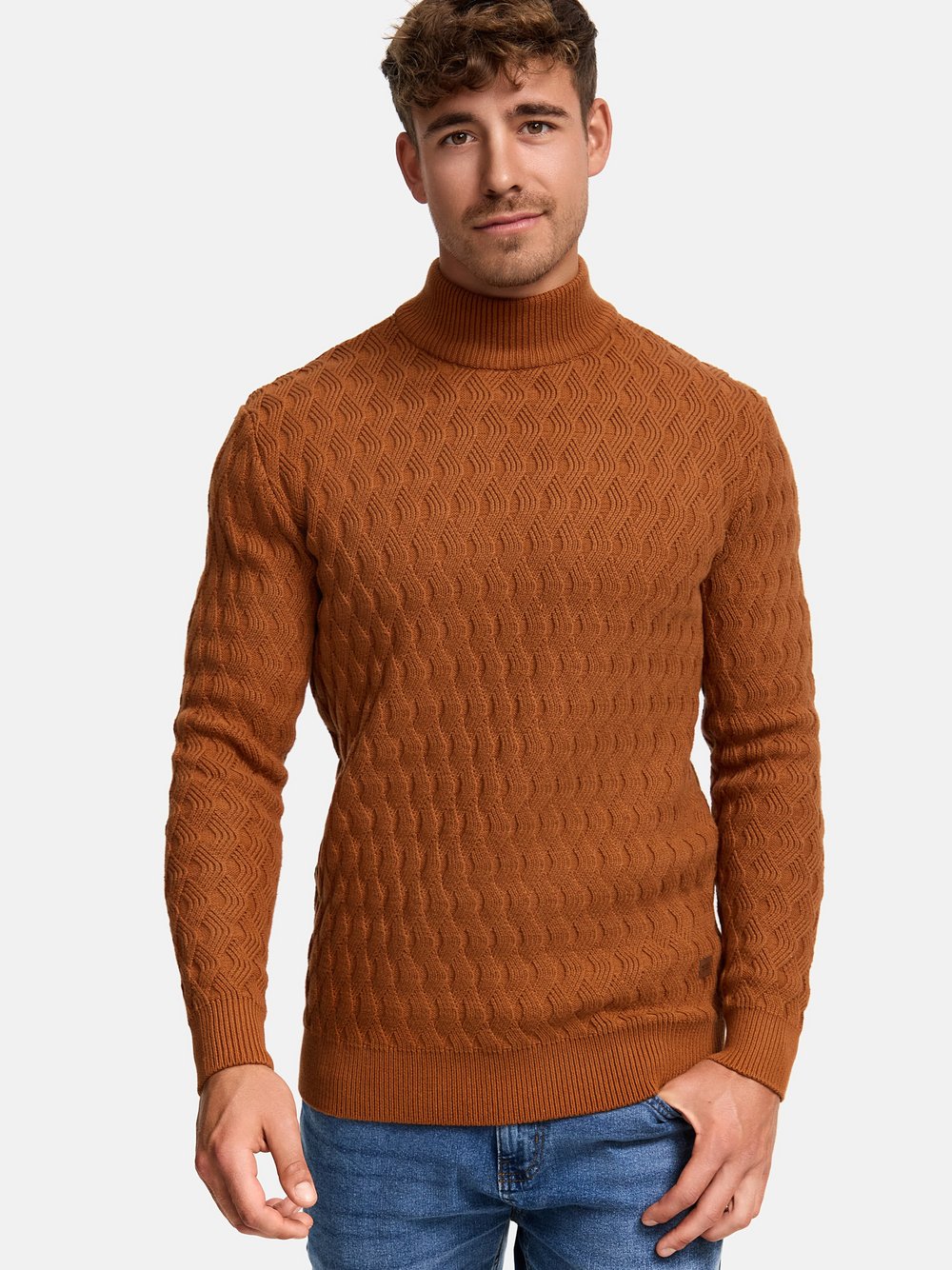 Indicode Strickpullover Herren Grobstrick gold, XL