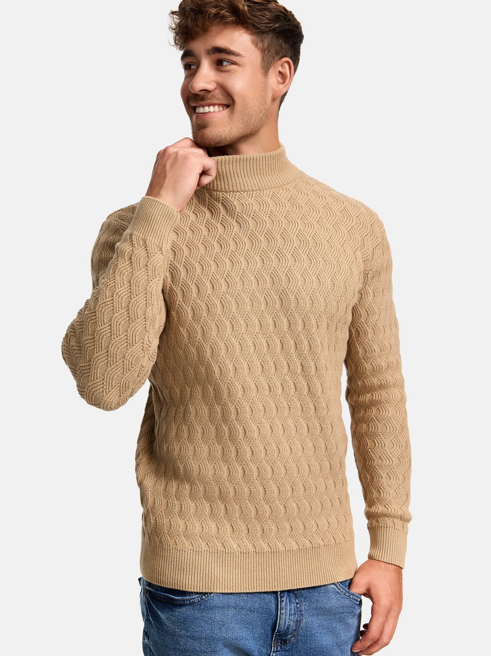 Indicode Strickpullover Herren Grobstrick beige, XXL