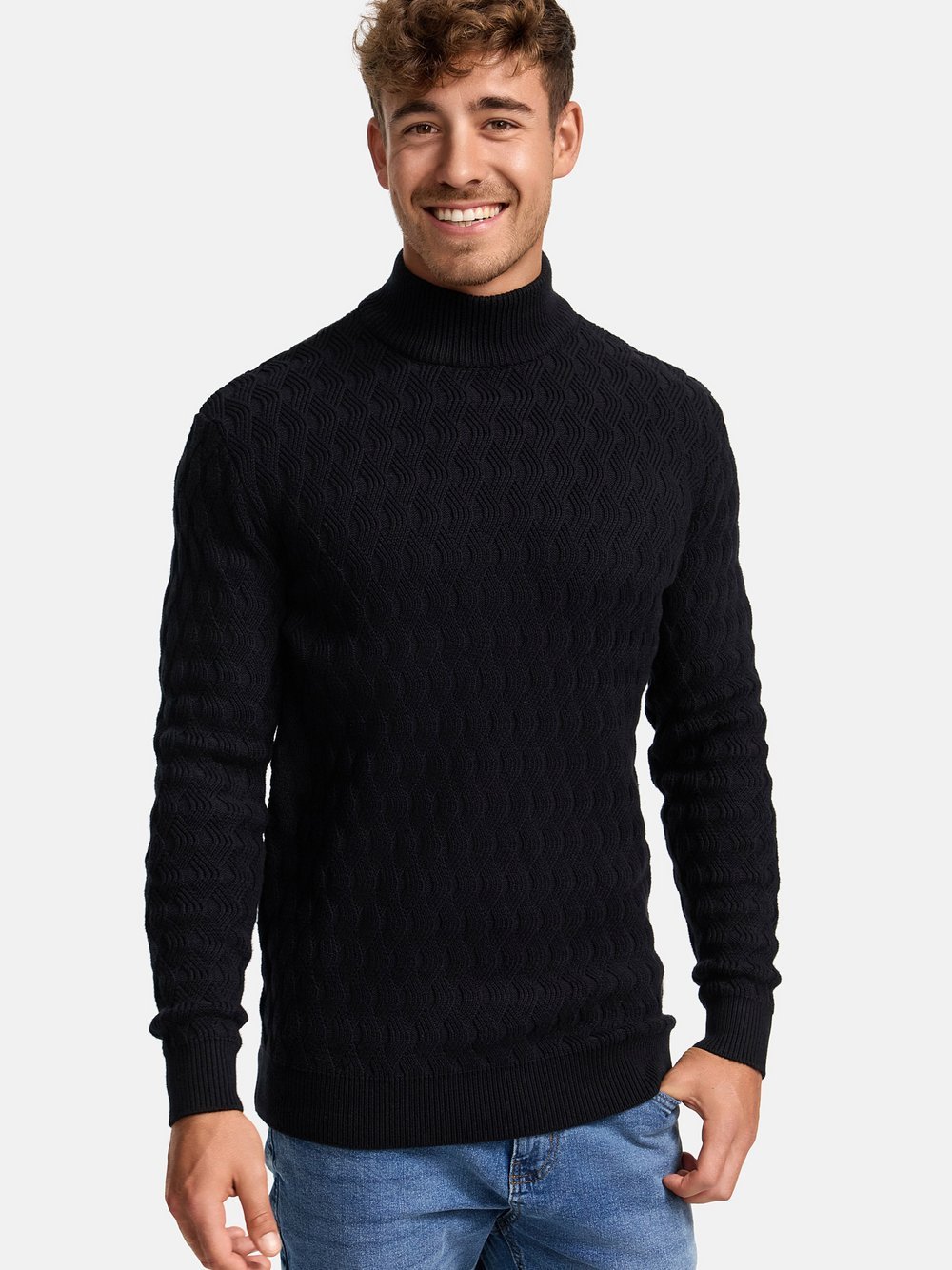 Indicode Strickpullover Herren Grobstrick schwarz, S