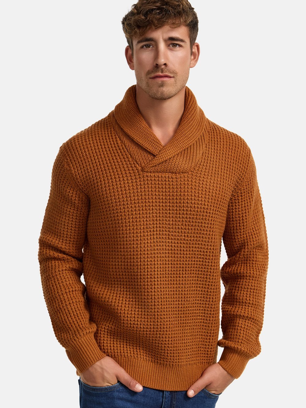 Indicode Strickpullover Herren Grobstrick gold, XL