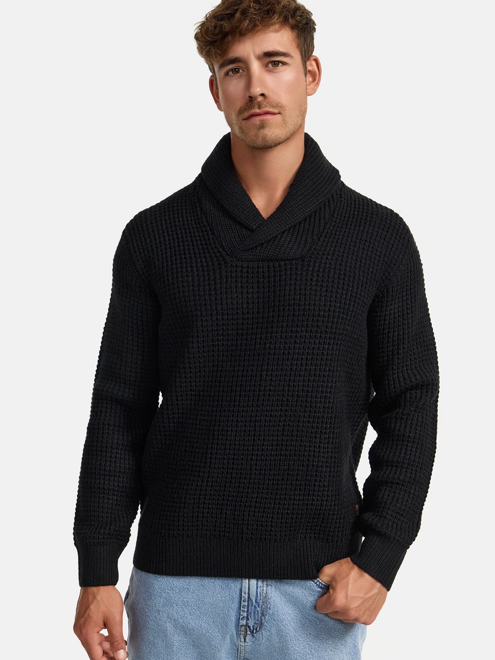 Indicode Strickpullover Herren Grobstrick schwarz, M