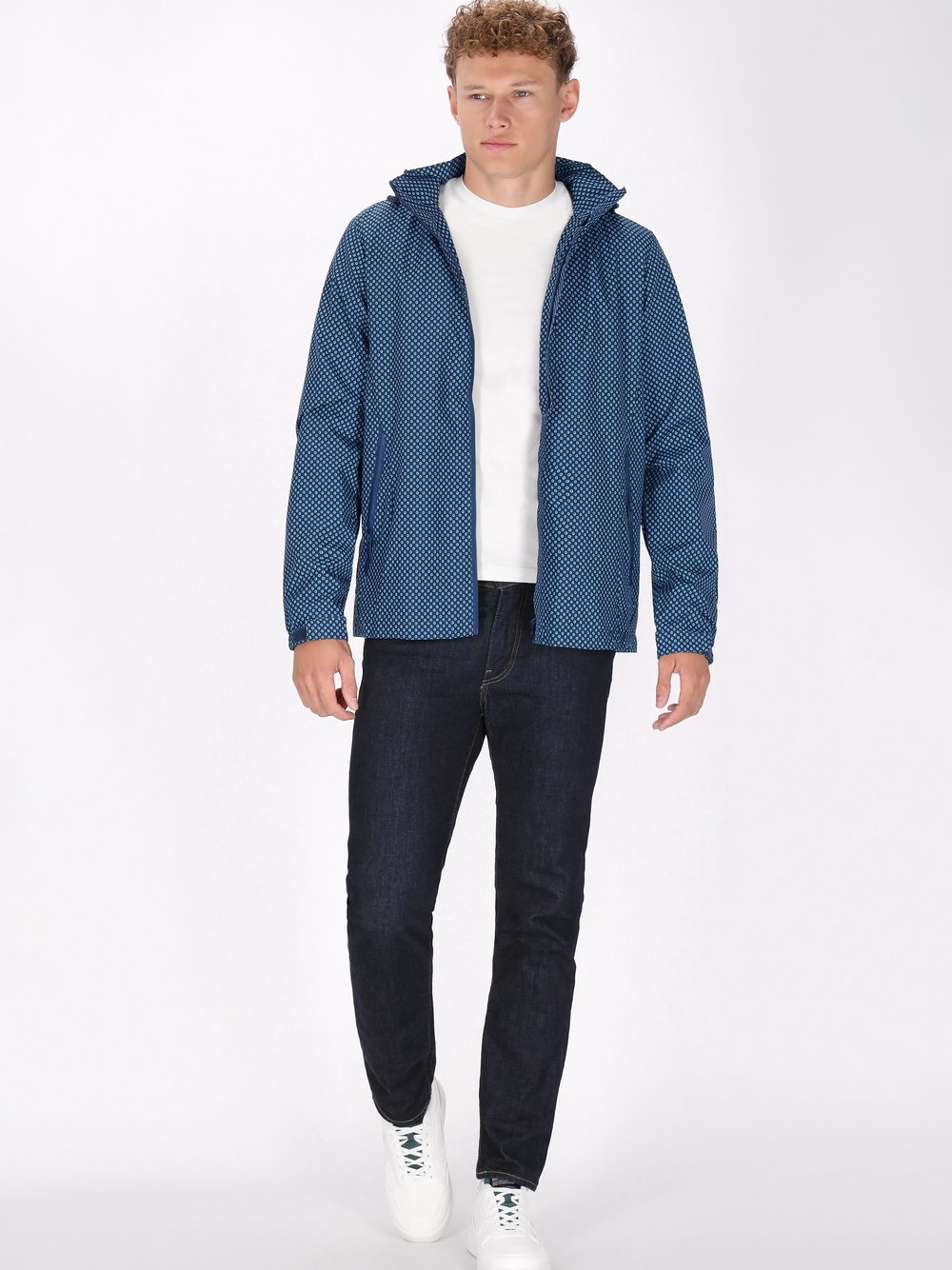 Mo Jacke Herren blau bedruckt, S