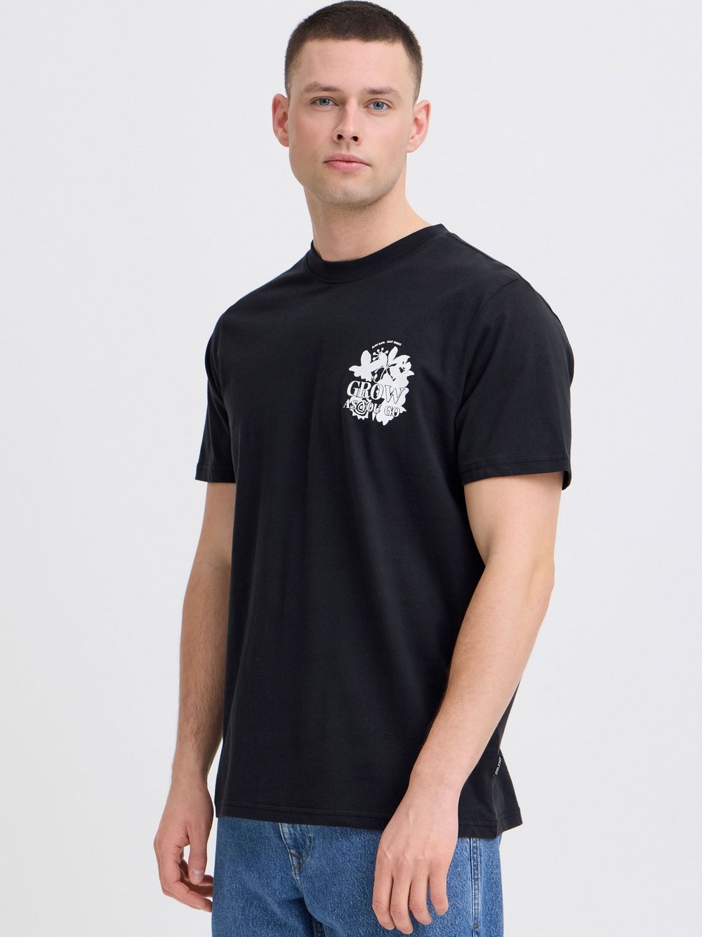 BLEND T-Shirt Herren Baumwolle schwarz bedruckt, XXXL